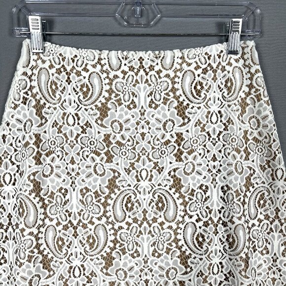 NWT For Love & Lemons Vika Floral Lace Mini Skirt Womens Size Large L White Sexy - Picture 8 of 16